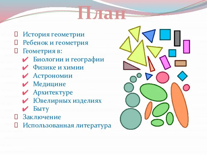 План История геометрии Ребенок и геометрия Геометрия в: Биологии и географии