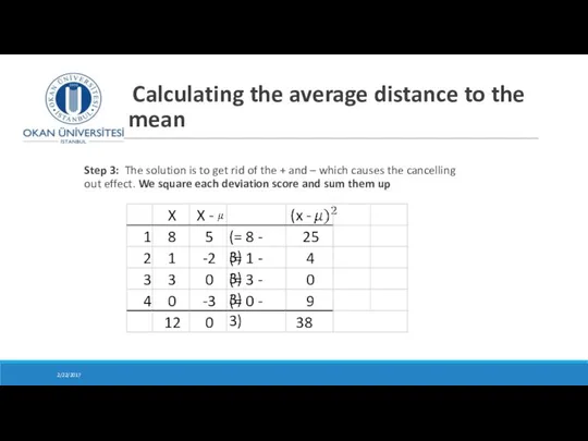 Calculating the average distance to the mean Step 3: The solution