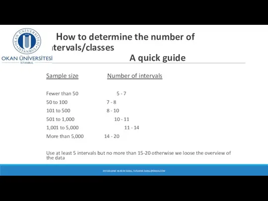How to determine the number of intervals/classes A quick guide Sample