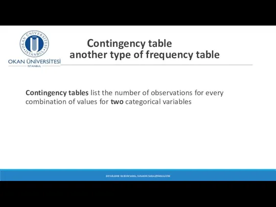 Contingency table another type of frequency table Contingency tables list the