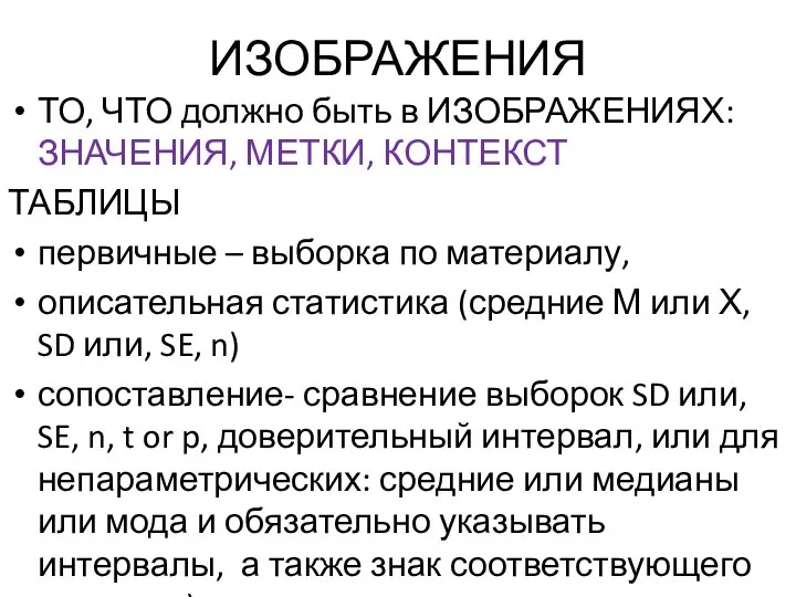 ИЗОБРАЖЕНИЯ ТО, ЧТО должно быть в ИЗОБРАЖЕНИЯХ: ЗНАЧЕНИЯ, МЕТКИ, КОНТЕКСТ ТАБЛИЦЫ