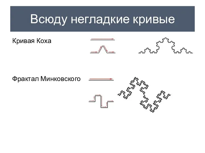 Всюду негладкие кривые Кривая Коха Фрактал Минковского