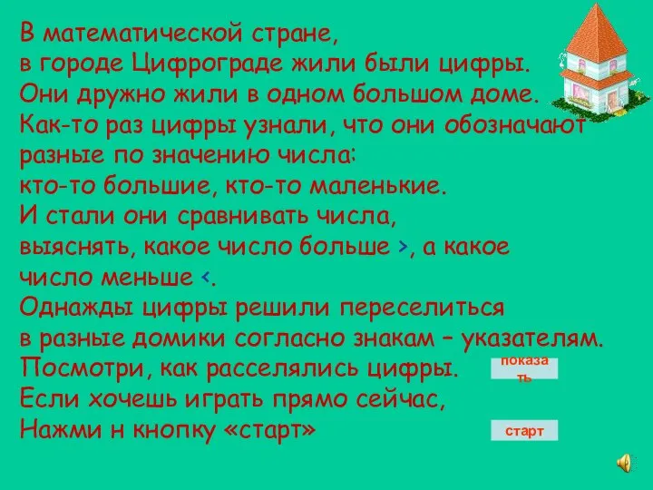 В математической стране, в городе Цифрограде жили были цифры. Они дружно