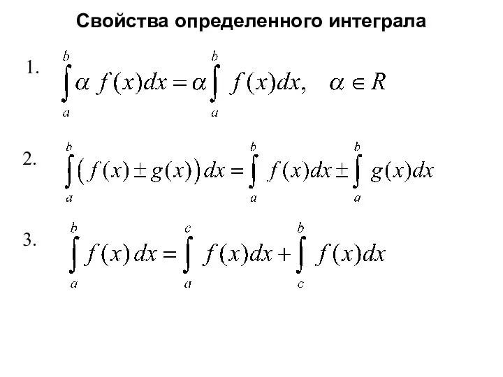 Свойства определенного интеграла 1. 2. 3.