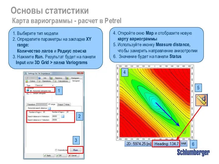 Основы статистики Карта вариограммы - расчет в Petrel 1. Выберите тип