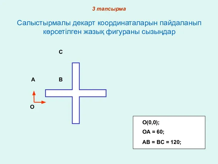 A OA = 60; AB = BC = 120; O(0,0); B