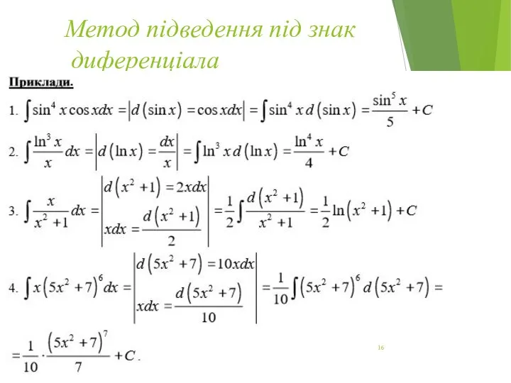 Метод підведення під знак диференціала