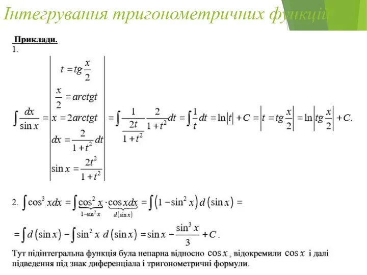 Інтегрування тригонометричних функцій