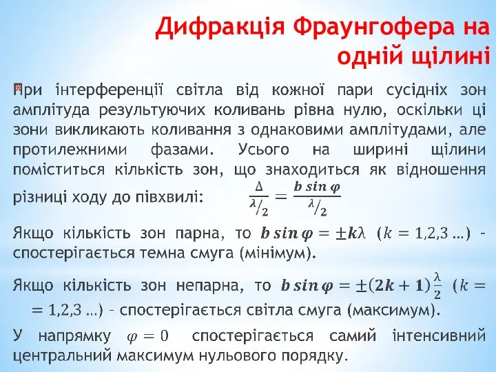 Дифракція Фраунгофера на одній щілині