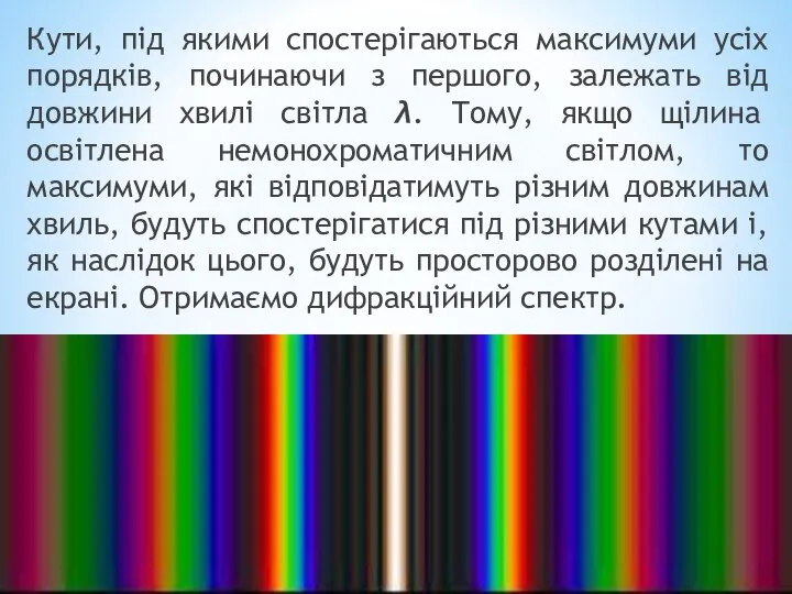 Кути, під якими спостерігаються максимуми усіх порядків, починаючи з першого, залежать