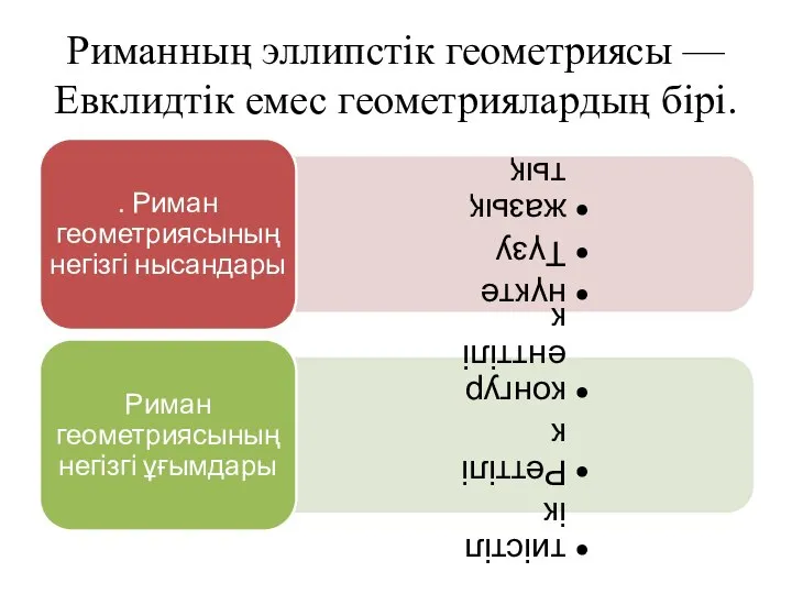 Риманның эллипстік геометриясы —Евклидтік емес геометриялардың бірі.