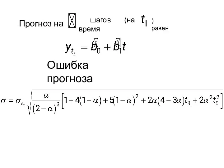 Прогноз на шагов (на время ) равен Ошибка прогноза