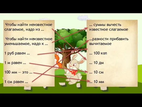 Чтобы найти неизвестное слагаемое, надо из … Чтобы найти неизвестное уменьшаемое,