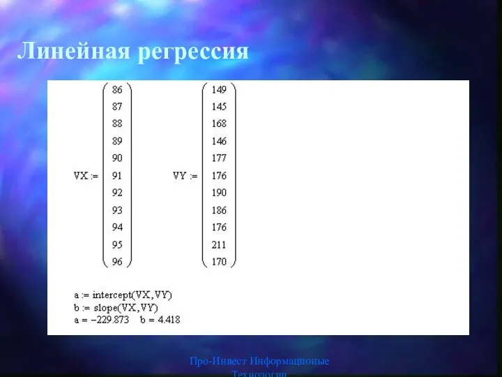 Про-Инвест Информационые Технологии Линейная регрессия