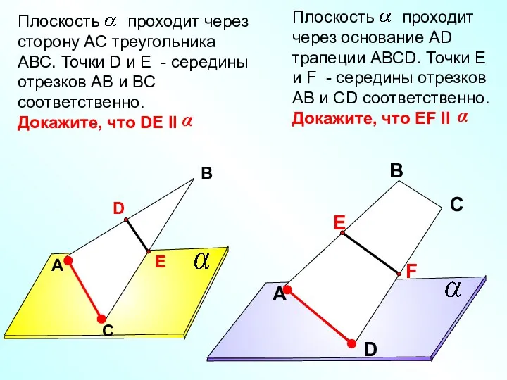 Плоскость проходит через основание АD трапеции АВСD. Точки Е и F