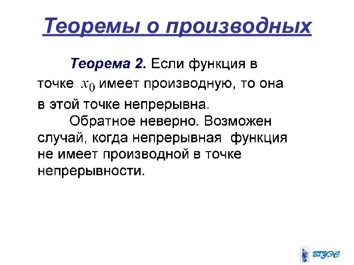 Теоремы о производных