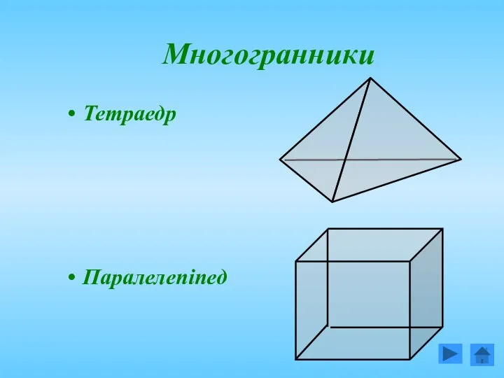 Многогранники Тетраедр Паралелепіпед