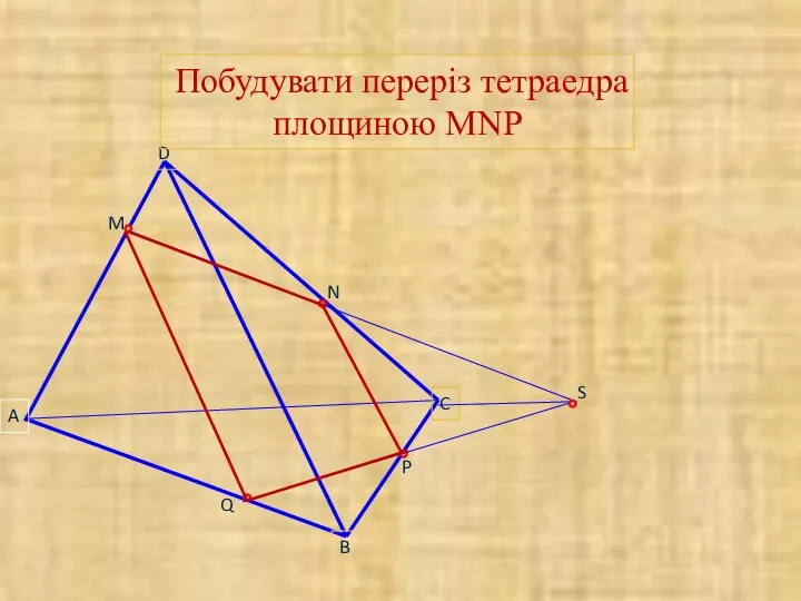 M N P S Q Побудувати переріз тетраедра площиною MNP