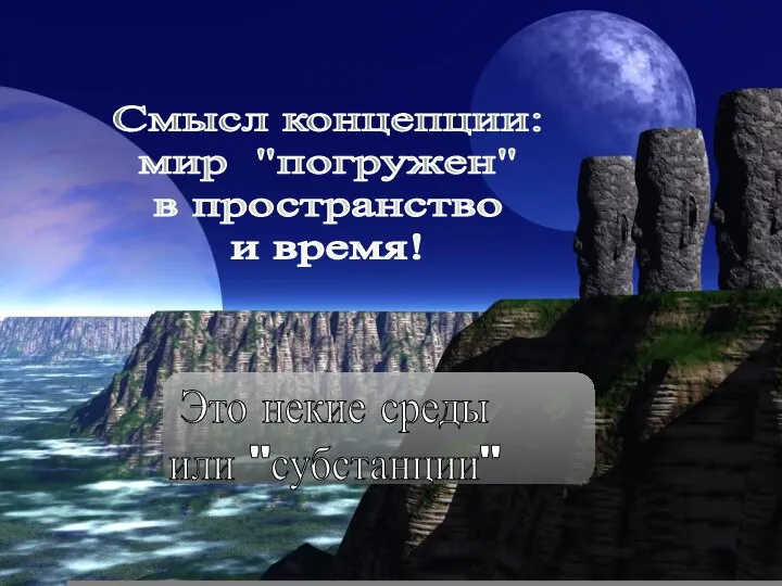 Смысл концепции: мир "погружен" в пространство и время!