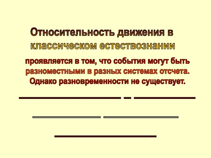 Относительность движения в классическом естествознании проявляется в том, что события могут