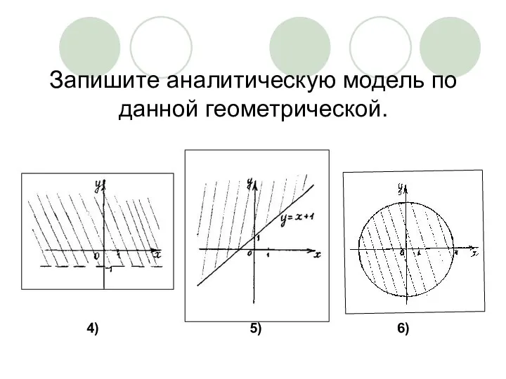 Запишите аналитическую модель по данной геометрической. 4) 5) 6)