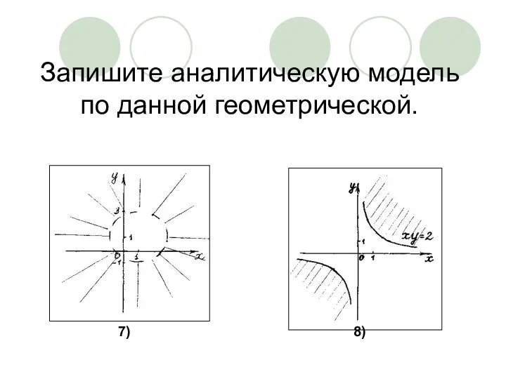 Запишите аналитическую модель по данной геометрической. 7) 8)