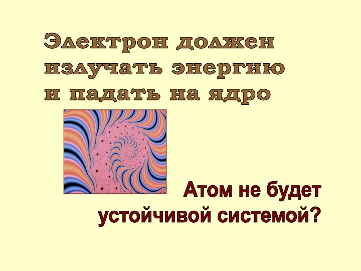 Атом не будет устойчивой системой? Электрон должен излучать энергию и падать на ядро