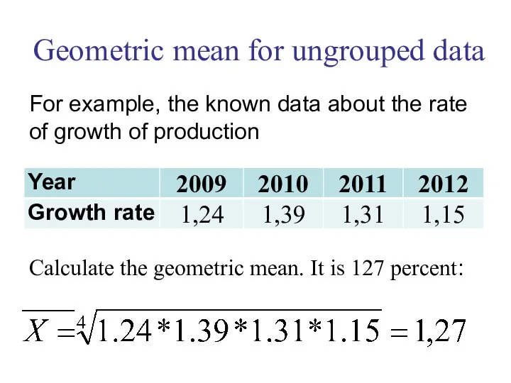 For example, the known data about the rate of growth of