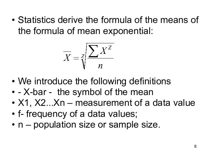 Statistics derive the formula of the means of the formula of