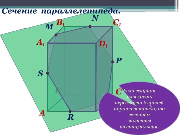 B Сечение параллелепипеда. A C C₁ B₁ A₁ P N М