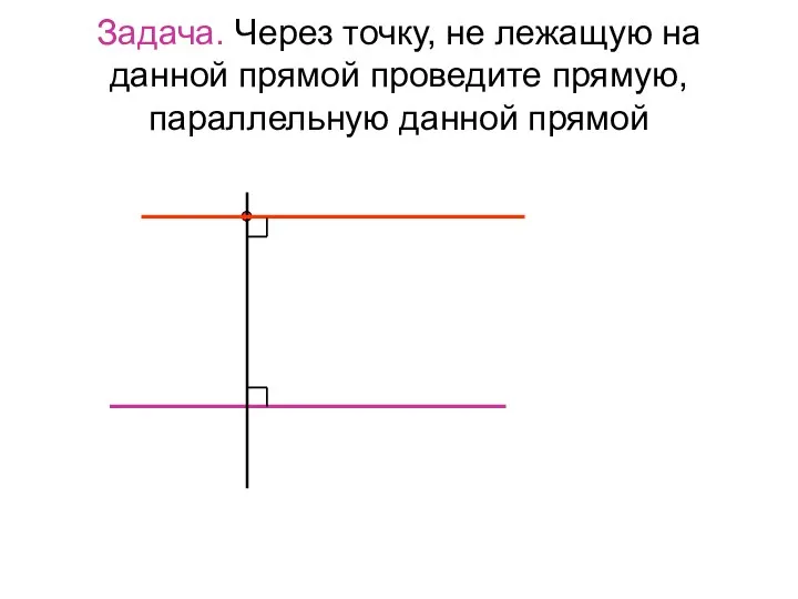 Задача. Через точку, не лежащую на данной прямой проведите прямую, параллельную данной прямой