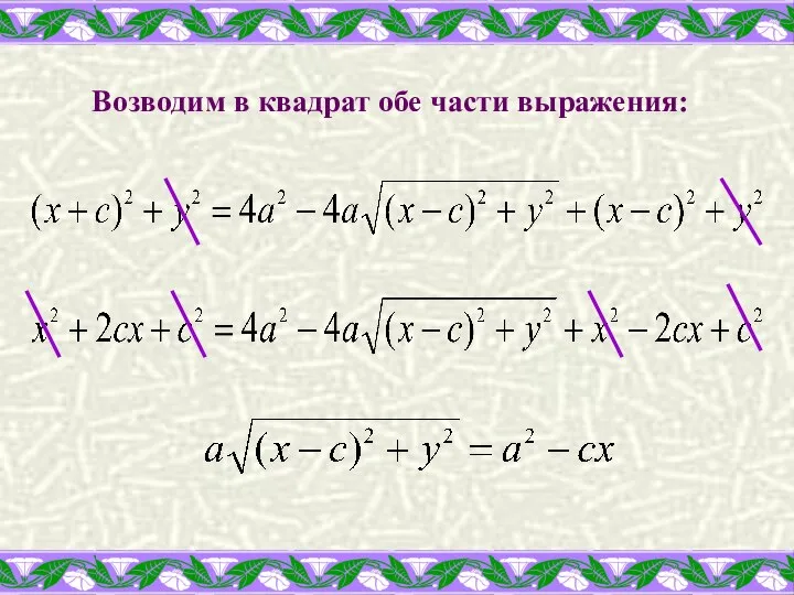 Возводим в квадрат обе части выражения: