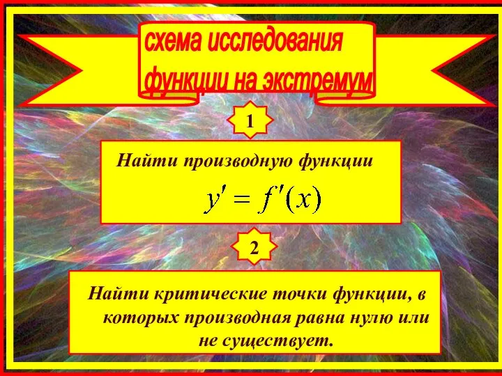 1 Найти производную функции 2 Найти критические точки функции, в которых