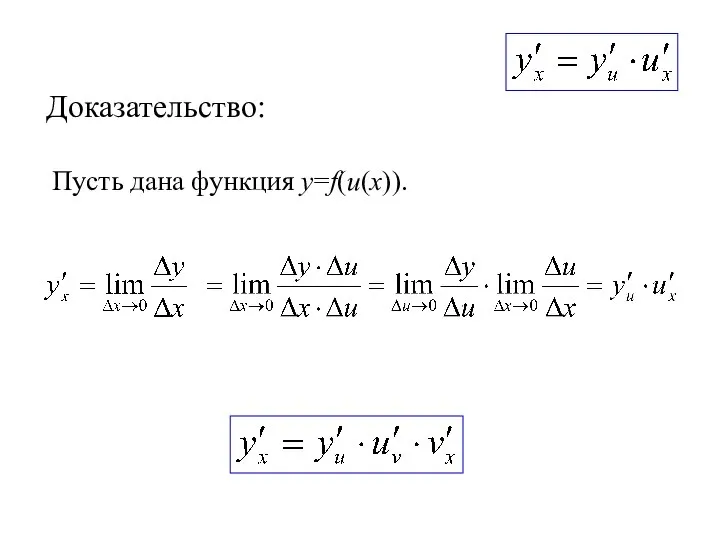 Доказательство: Пусть дана функция y=f(u(x)).