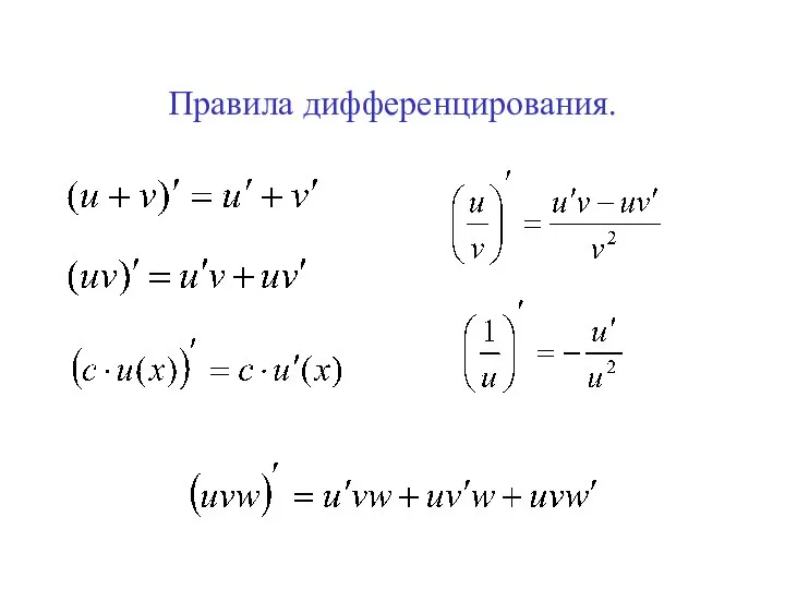 Правила дифференцирования.