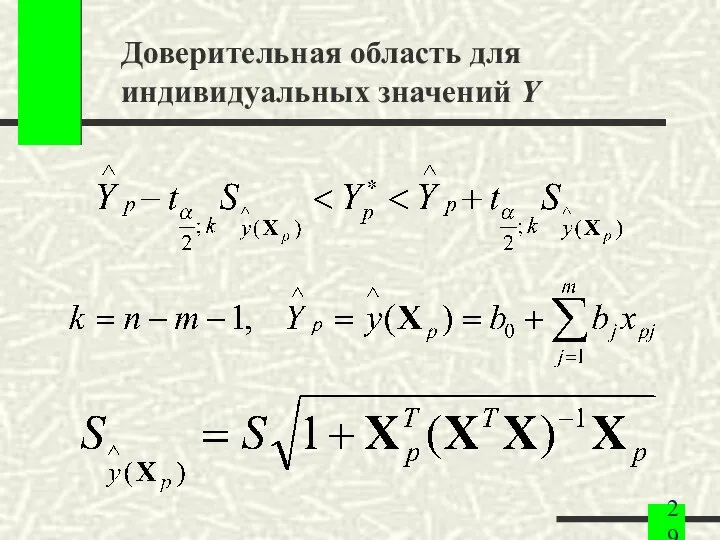 Доверительная область для индивидуальных значений Y