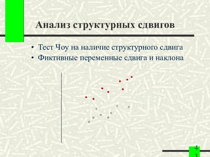 Анализ структурных сдвигов Тест Чоу на наличие структурного сдвига Фиктивные переменные сдвига и наклона