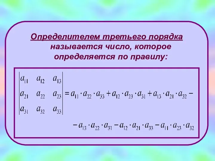 Определителем третьего порядка называется число, которое определяется по правилу: