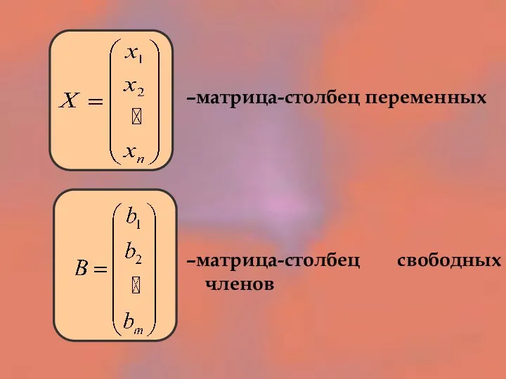 –матрица-столбец переменных –матрица-столбец свободных членов