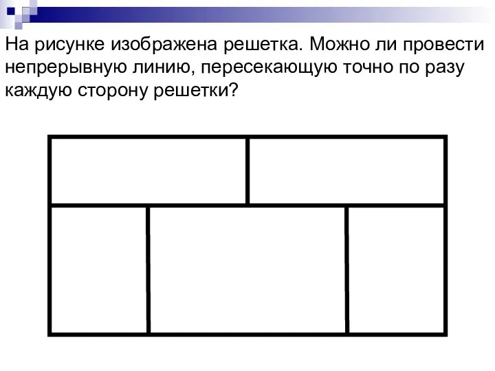 На рисунке изображена решетка. Можно ли провести непрерывную линию, пересекающую точно по разу каждую сторону решетки?