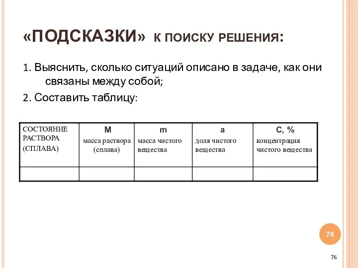 1. Выяснить, сколько ситуаций описано в задаче, как они связаны между