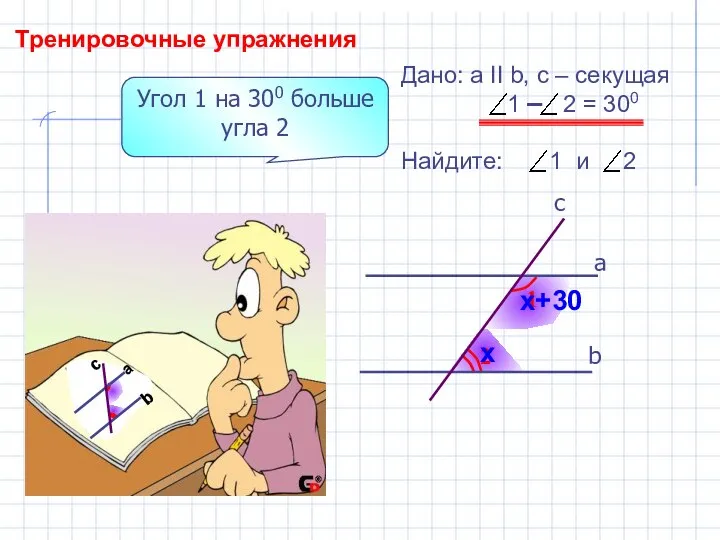 Тренировочные упражнения 2 1 b а c Дано: а II b,