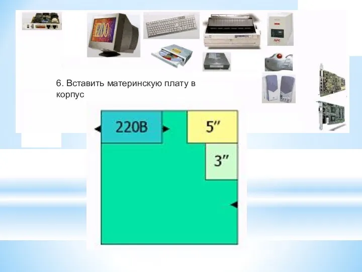 6. Вставить материнскую плату в корпус