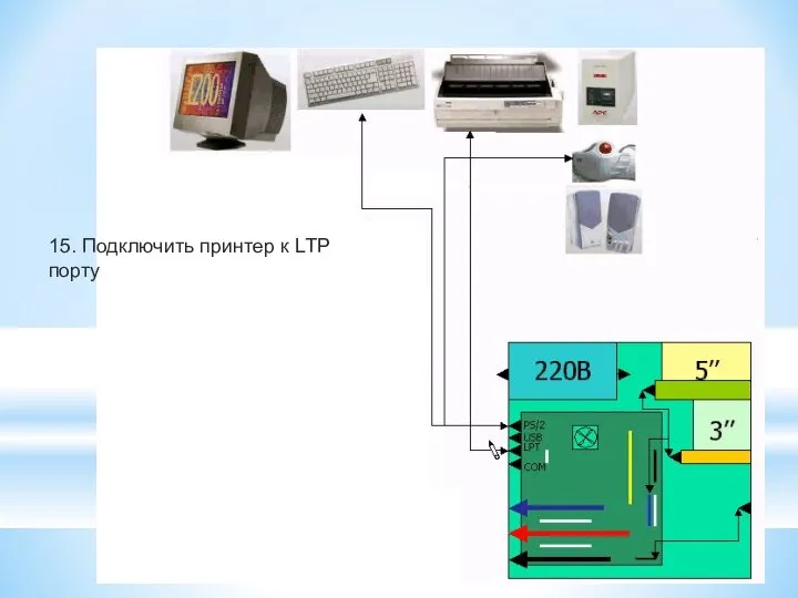 15. Подключить принтер к LTP порту