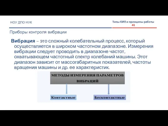 НОУ ДПО НУК Приборы контроля вибрации Типы КИП и принципы работы