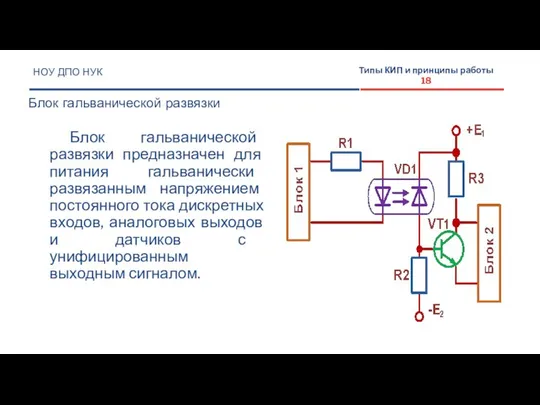 Блок гальванической развязки предназначен для питания гальванически развязанным напряжением постоянного тока