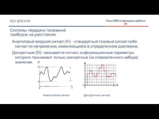 НОУ ДПО НУК Системы передачи показаний приборов на расстояние Типы КИП