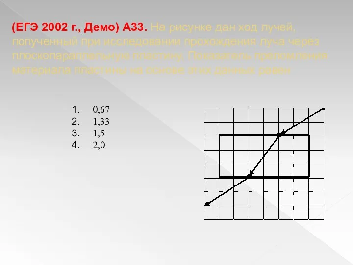 (ЕГЭ 2002 г., Демо) А33. На рисунке дан ход лучей, полученный