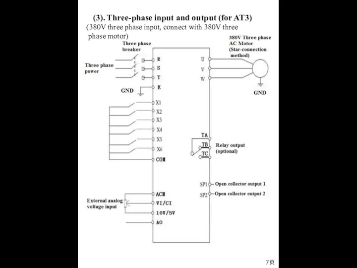 (3). Three-phase input and output (for AT3) (380V three phase input,