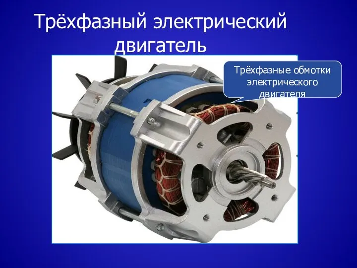 Трёхфазный электрический двигатель Трёхфазные обмотки электрического двигателя